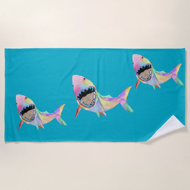 Serviette De Plage Art de requin océanique  (Devant)