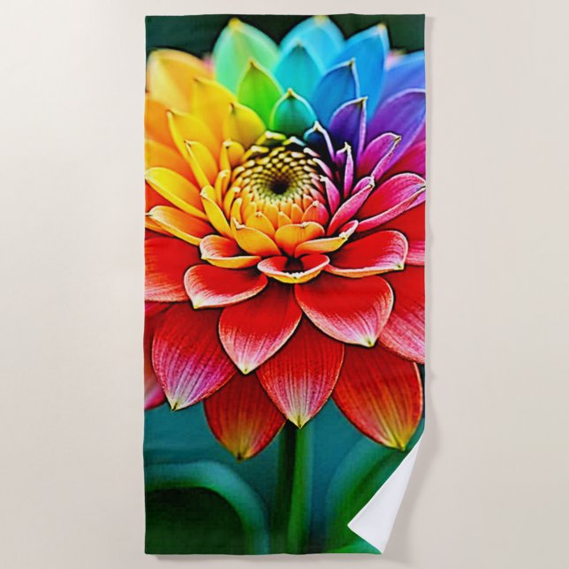Serviette De Plage Art de rêve pétale arc-en-ciel dynamique (Devant)