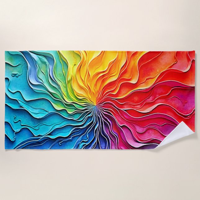 Serviette De Plage Art de tourbillon arc-en-ciel texturé (Devant)