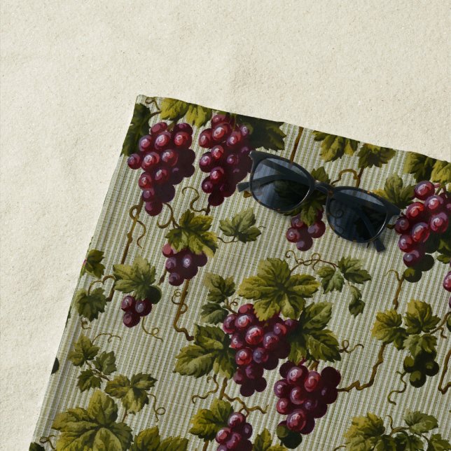 Serviette De Plage Art de vigne de campagne français rustique de vign (En situation)