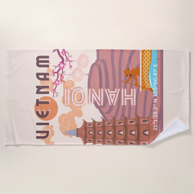 Serviette De Plage Art de voyage au Vietnam (Devant)