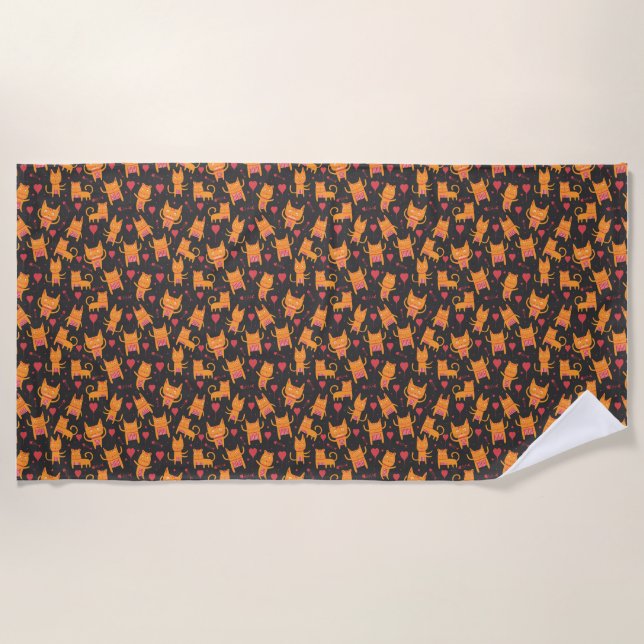 Serviette De Plage Art du chat | Cute Chat Motif Enfant (Devant)