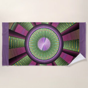 Serviette De Plage Art Fractal Moderne Rond Et Coloré
