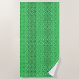 Serviette De Plage Art géométrique de lignes vertes ondulées tropical