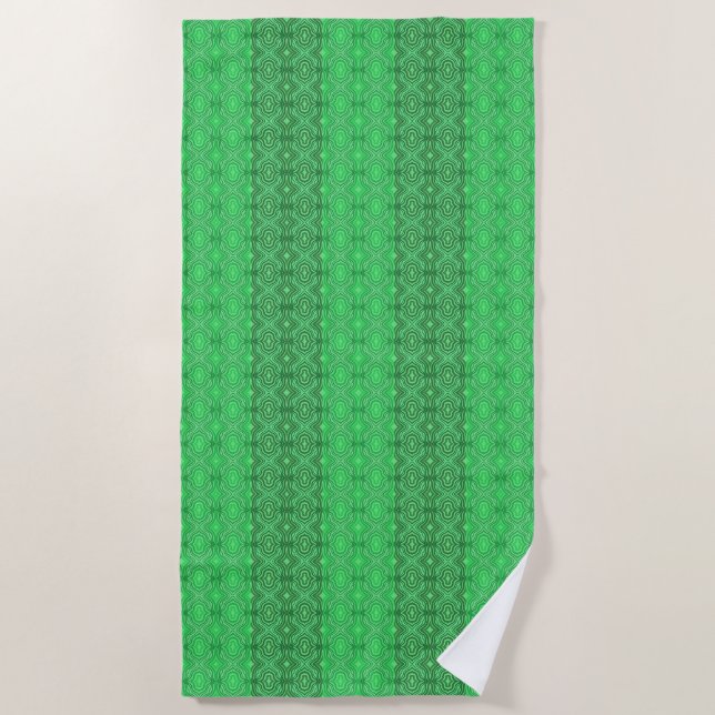 Serviette De Plage Art géométrique de lignes vertes ondulées tropical (Devant)