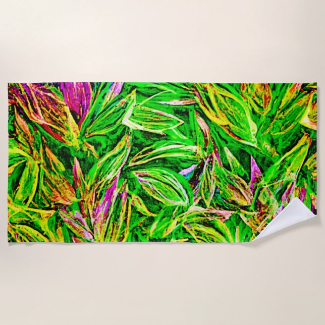 Serviette De Plage Art Jardin feuille texturé (Devant)