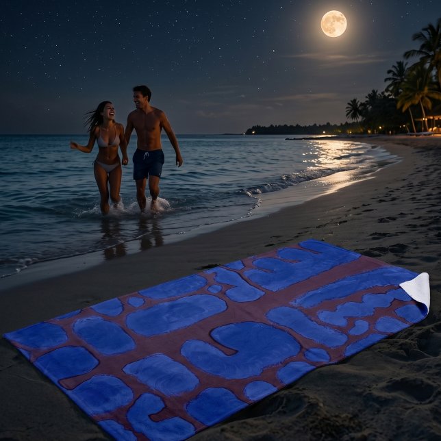 Serviette De Plage Art Moderne Abstrait Bleu Nuit (Créateur téléchargé)