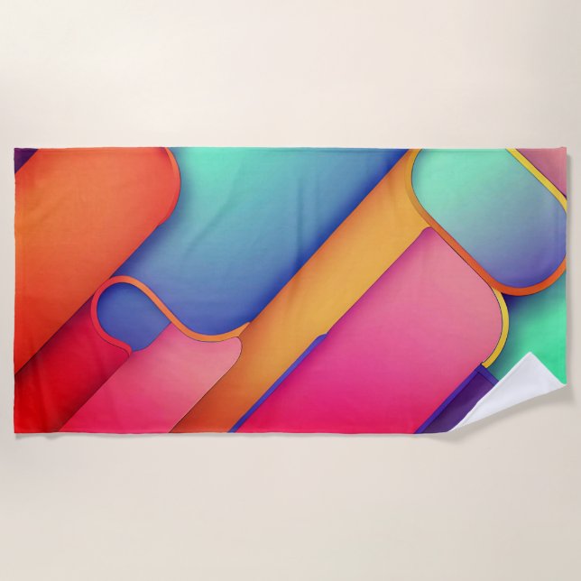 Serviette De Plage Art moderne, Dplis de couleurs (Devant)
