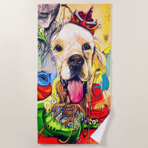 Serviette De Plage Art Moderne Golden Retriever Street