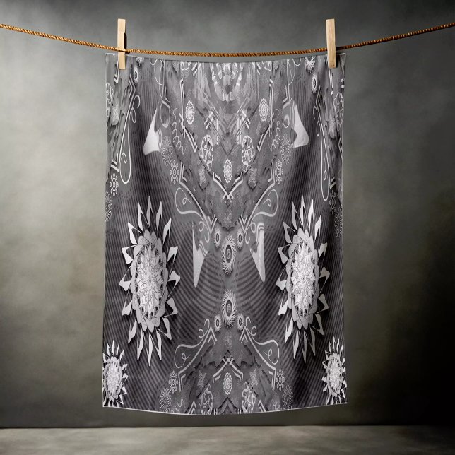 Serviette De Plage Art moderne hexa noir ursidae mandala (Créateur téléchargé)