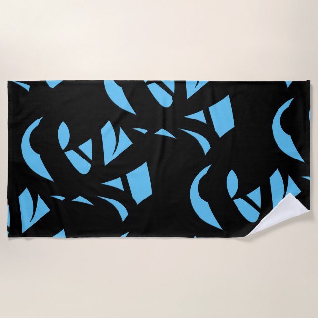 Serviette De Plage Art Moderne Incroyable Bleu / Noir (Devant)