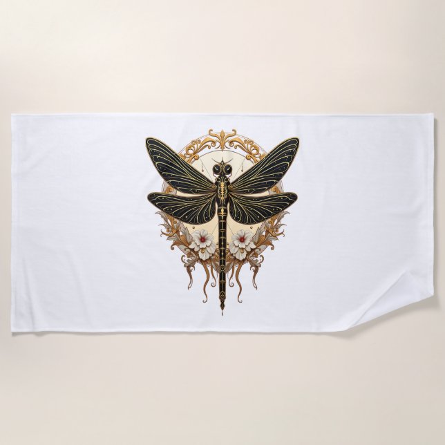 Serviette De Plage Art Nouveau Dragonfly Elegant Steampunk (Devant)