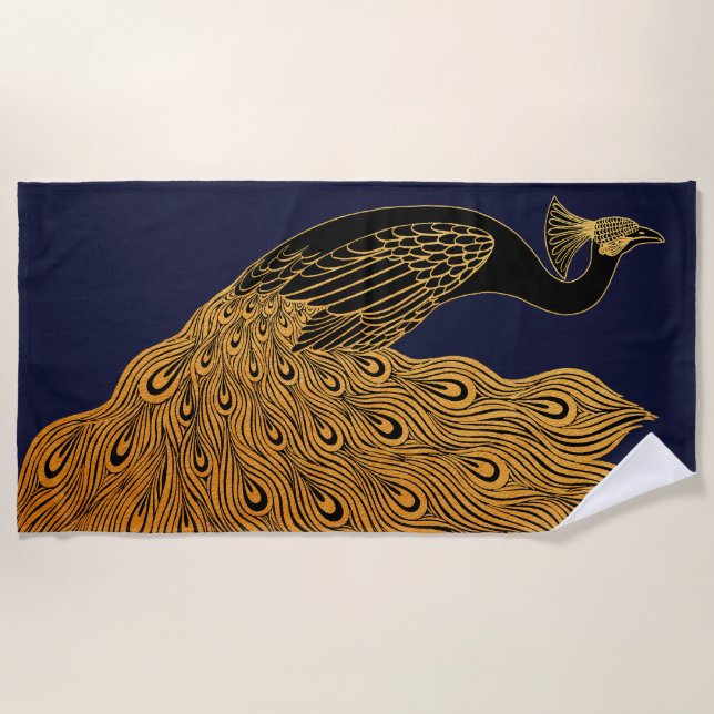 Serviette De Plage Art Nouveau Peacock Will Bradley (Devant)