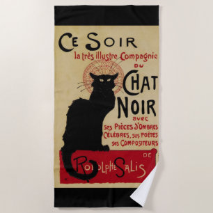 Serviette De Plage Art Nouveau vintage, Ce Soir Conversation Noir Cha