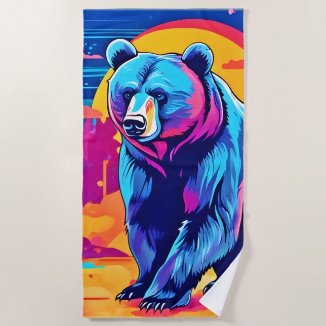 Serviette De Plage Art Ours Vibrant (Devant)