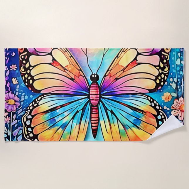 Serviette De Plage Art papillon vibrant (Devant)