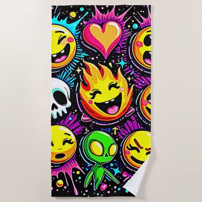 Serviette De Plage Art pop Emoji vibrant (Devant)