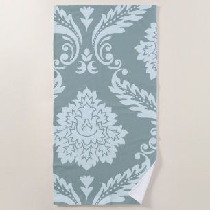 Serviette De Plage Art Rococo Damassé I Bleu Canard Œuf+Turquoise