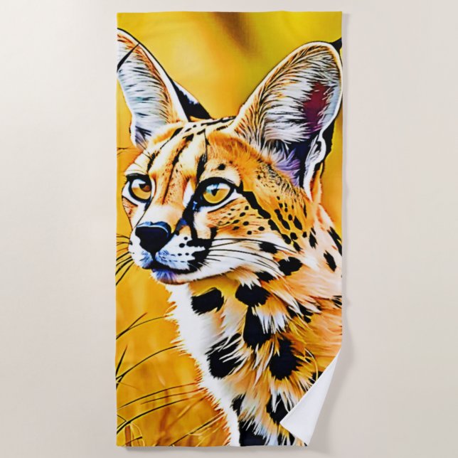 Serviette De Plage Art Serval Africain (Devant)