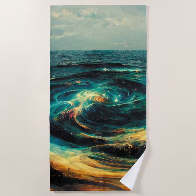 Serviette De Plage Art surréaliste | Une Galaxie Océanique (Devant)
