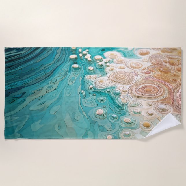 Serviette De Plage Art topographique océanique abstrait (Devant)