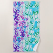 Serviette de plage artistique Heart Beach