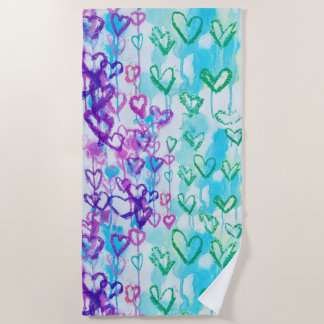 Serviette de plage artistique Heart Beach