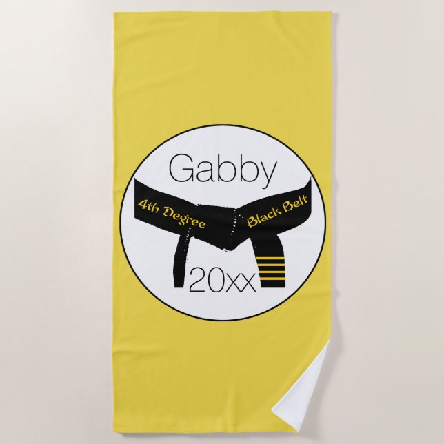 Serviette De Plage Arts martiaux Quatrième degré Ceinture noire (Devant)