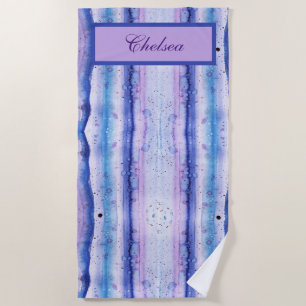 Serviette De Plage Artsy Blue Lavender et White Watercolor Streaks