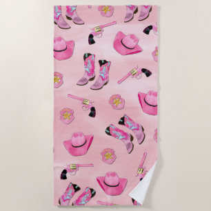 Serviette De Plage Artsy mignonne fille rose Turquoise fille aquarell