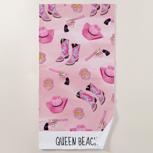 Serviette De Plage Artsy mignonne fille rose Turquoise fille aquarell (Devant)