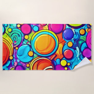 Serviette De Plage Artwork de bulles Abstraites dynamiques