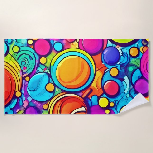 Serviette De Plage Artwork de bulles Abstraites dynamiques (Devant)
