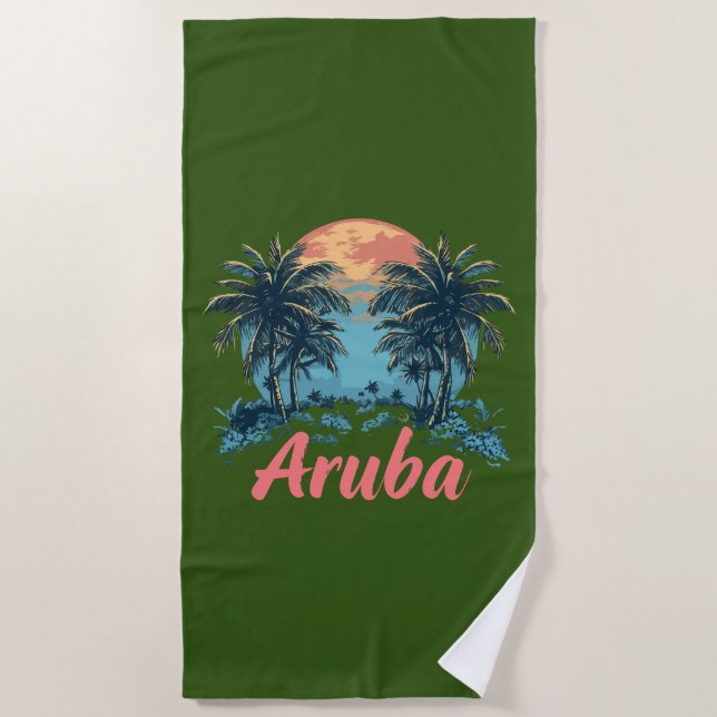 Serviette De Plage Aruba Island Design (Version 2) - Beach Towel (Devant)