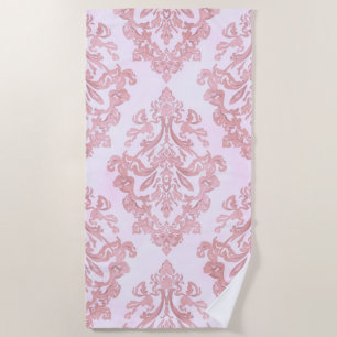 Serviette De Plage Assez en rose motif à l'aquarelle de style victori