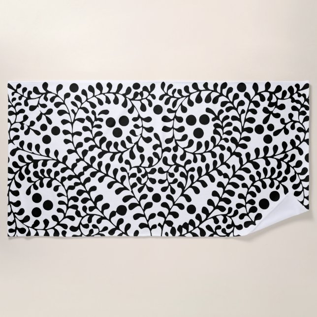 Serviette De Plage Assez orné impression noir et blanc (Devant)