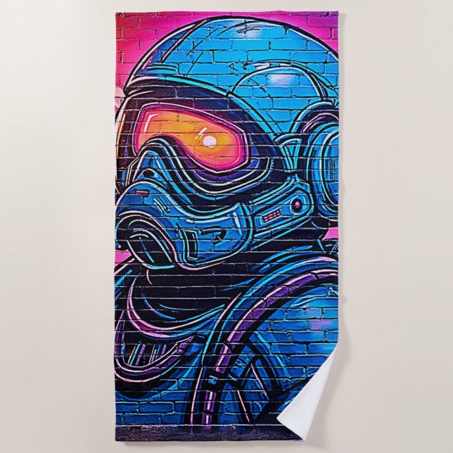 Serviette De Plage Astronaute de Neon Cyberpunk (Devant)