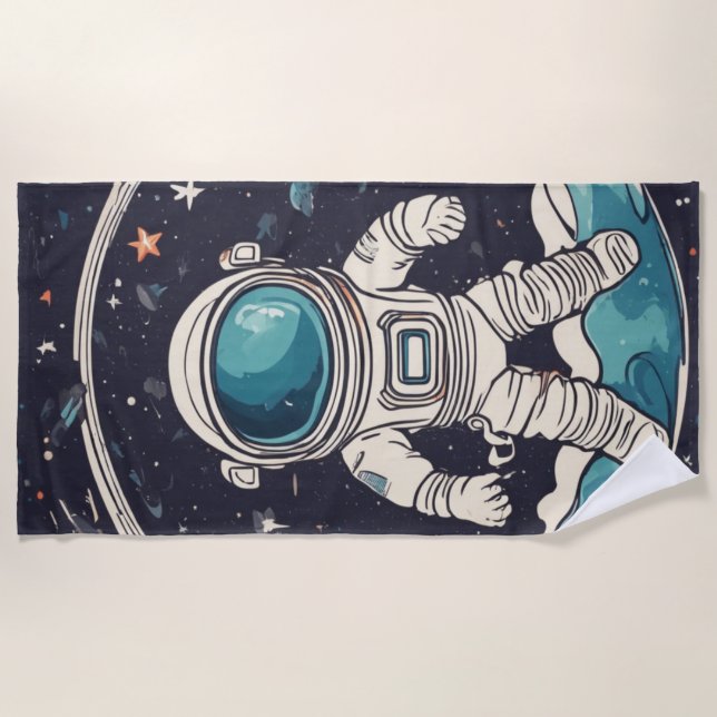 Serviette De Plage Astronaute et planètes spatiales (Devant)