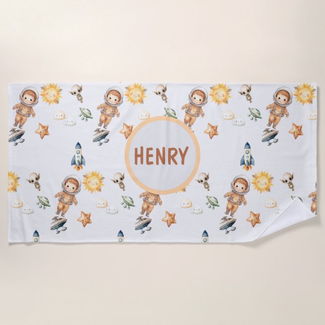 Serviette De Plage Astronaute mignon et aventure spatiale adorable (Devant)