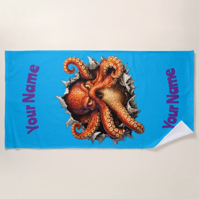 Serviette De Plage Attaque de Pieuvre (Devant)