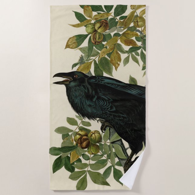 Serviette De Plage Audubon Raven Oiseau classique (Devant)
