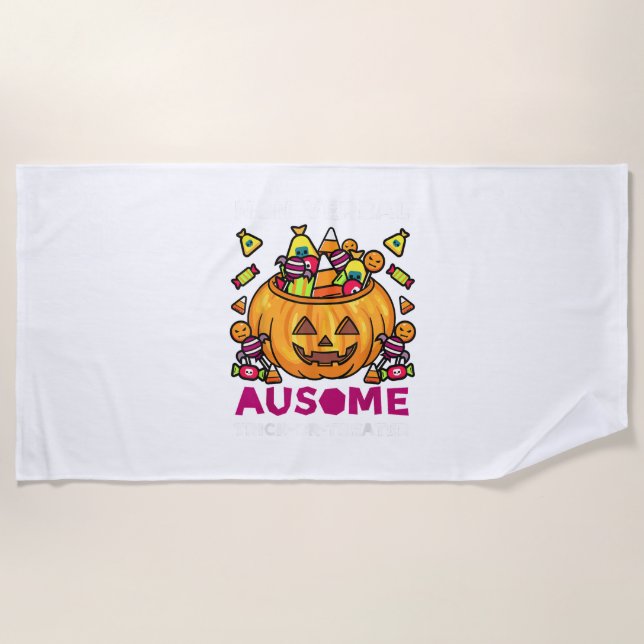 Serviette De Plage Autisme Sensibilisation ASD Halloween Tricoter Non (Devant)