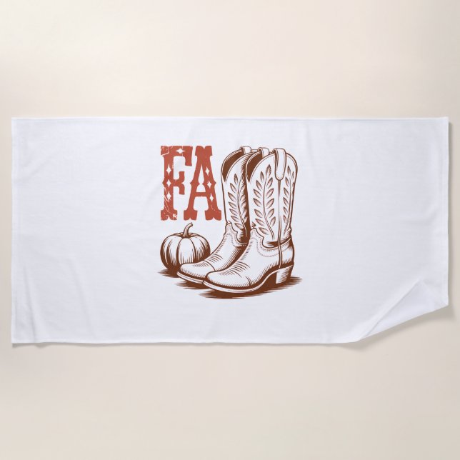 Serviette De Plage Automne Automne Cowgirl Citrouille (Devant)