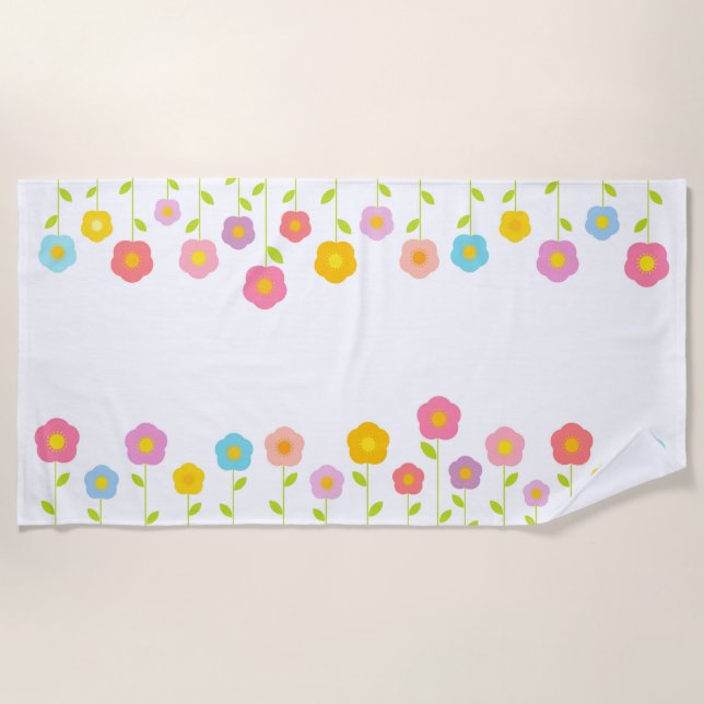 Serviette de plage aux fleurs colorées (Devant)
