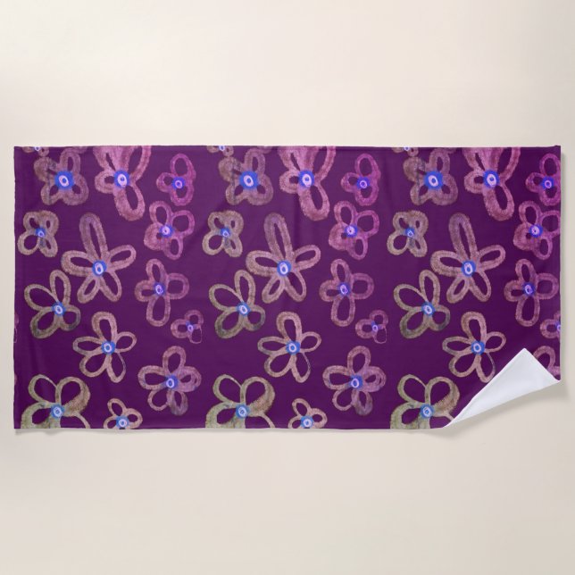 Serviette de plage aux fleurs de Bourgogne (Devant)