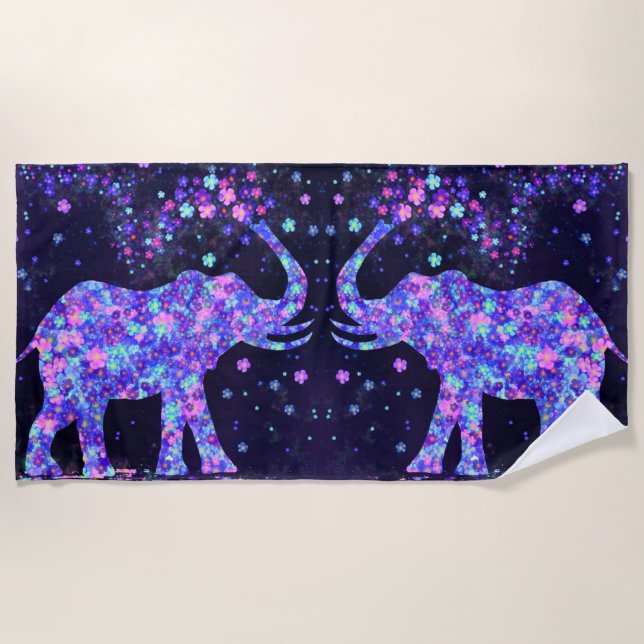 Serviette de plage aux fleurs d'éléphant (Devant)