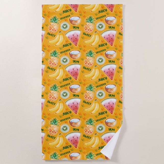 Serviette de plage aux fruits tropicaux (Devant)