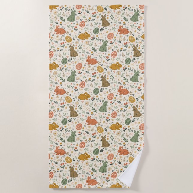 Serviette de plage aux lapins mignons dessinés à l (Devant)