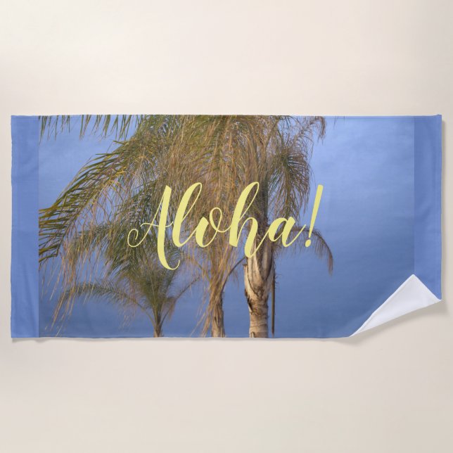 Serviette de plage aux palmiers Aloha (Devant)