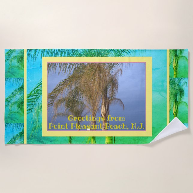 Serviette de plage aux palmiers N.J. (Devant)